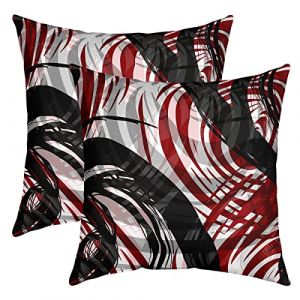 G&eacute;om&eacute;trie Cercle Taies d'oreiller 60x60cm G&eacute;om&eacute;trique Avec Ligne Housse de Coussin Pour Le Salon Chambre &agrave; Canap&eacute;er Housse Coussin Noir Rouge Blanc D&eacute;cor Lot De 2 Taie Oreiller Pour canap&eacute; chaise (Bofanshangmao, neuf)