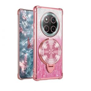 YUECXIN Coque pour Honor Magic 7 Lite 5G (Magic7 Lite)/X9c avec Support pour Miroir de Maquillage Invisible, Femmes Filles &Eacute;l&eacute;gant Bling Brillant &Eacute;tui, Antichoc Silicone Doux Housse (Rose) (YUECXIN, neuf)