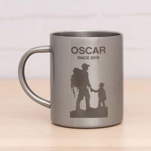 Wanapix | Tasse en Acier Gravée de 20 cl de Capacité | Personnalisée par Gravure Laser | Petite Tasse pour le Camping et la Montagne | Gravez n'importe quel Texte ou Image (Wanapix, neuf)