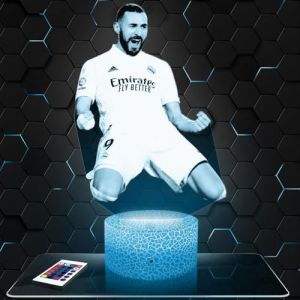 Lampe de chevet, Veilleuse Tactile K. Benzema Joueur de foot Sport Lampe 3D LED illusion, Idée cadeau Noël anniversaire garçon et fille Lampe de nuit chambre d'enfant ou adulte TOP (Lampephoto-fr, neuf)