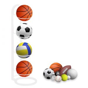 thirei 4 Couches Porte Ballon Basket, Support De Rangement Vertical pour Ballons de Sport, pour Le Stockage des Ballons de Basket, de Football et de Volley-Ball, Rangement Ballon Vertical, Blanc (LDKJ-EU, neuf)
