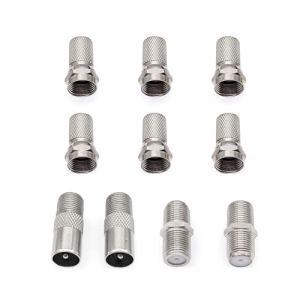 JZK 10X F connecteurs coupleur, c&acirc;ble coaxial d'antenne RG6 &agrave; micro-vis, connecteur antenne type F, adaptateur d'extension coaxial d'antenne TV pour d&eacute;codeur satellite, c&acirc;ble d'antenne modem (CHEER CHAMP, neuf)