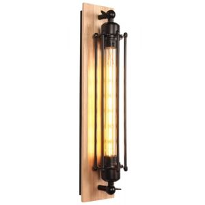 PETITES ECREVISSES Applique murale industrielle Noire Lampe Murale Vintage E27 Spots muraux Int&eacute;rieures luminaires Murales en M&eacute;tal et Bois 48cm pour Chambre Salles &agrave; manger Couloirs Salon (DOO2U, neuf)