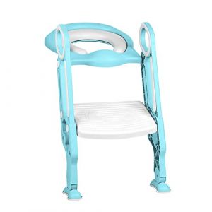 Siège de Toilette Enfant Reducteur de Toilette Pliable et Réglable Escalier Toilette Enfant avec Échelle Marche Réducteur de WC pour enfants 1-7 ans -blanc + vert clair (Hechheu, neuf)