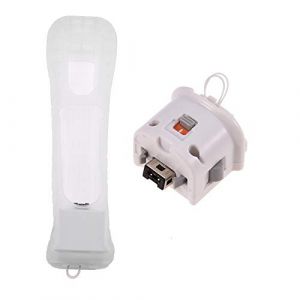 Zerone Lot de 2 adaptateurs Motion Plus avec Coque en Silicone pour Manette Wii Remote Motion Plus Sensor Accessoires pour télécommande Wii Wii U Blanc (Xinyu UK, neuf)