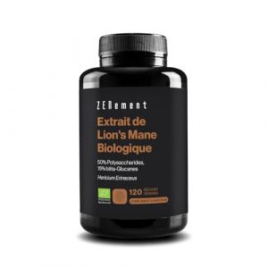 Capsules BIO de Champignon Lions Mane - avec extrait 6:1 de 3000mg par gélule - 4 MOIS - 50% polysaccharides, 15% bêta-glucanes - 120 gélules de Criniere de lion (Hericium Erinaceus) - Vegan (Zenement France, neuf)