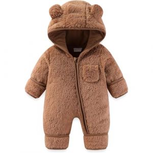Hiver Chaud Pyjama B&eacute;B&eacute; Nouveau-N&eacute; Barboteuse Manteau d'hiver Polaire Combinaison Vetement Noel Bebe Mignon Fille Enfant Fourrure Naissance 0-18 Mois (MAIE25, neuf)