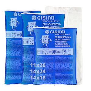 Gisinti Kit gel de glace réutilisable, chaud froid fabriqué en Italie, enveloppe congélateur et micro-ondes + sac en tissu (3 grandes pièces) (Emershop-it, neuf)