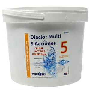 Chlore Multi Actions Piscine - Traitement Tout-en-Un 5 Actions/Pastilles 20g de Chlore stabilisé : Désinfectant, Algicide, Stabilisant, Clarifiant, Floculant - Produit Piscine Multifonctions (5KG) (Js DistriWeb, neuf)