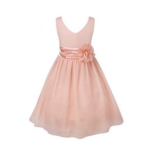 ranrann Robe de Cérémonie Fille Enfant Mousseline Robe Mariage Demoiselle d'honneur Princesse Soirée Elégante Fête Anniversaire Rose Clair 10 Ans (ranraneu, neuf)