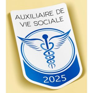 SC ® - Sticker/Autocollant - Vignette Caducée 2025 - Auxiliaire de Vie Sociale - Type de Pose Vitrophanie* (S'applique sur Le Pare-Brise à l'intérieur du véhicule) (S-C, neuf)