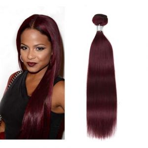 Larafona Hair Rouge Foncé Tissage Naturel Mèches Lisse 99J# Brazilian Hair Bundles 100% Remy Hair Weave 100g/pc 16inch/40cm (Larafona Hair Extensions and Wigs, neuf)