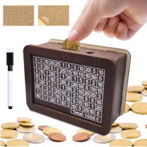BEPSYOM Tirelire en Bois avec Compteur, R&eacute;utilisable, pour Objectif D'&eacute;conomie, Tirelire Economie, Boite a Economie (10000/5000/1000), R&eacute;tro, Num&eacute;rique (LI MINGMING uk shop, neuf)