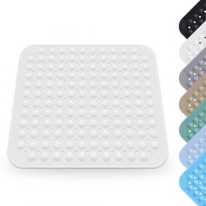 Tapis De Douche, 48 x 48 cm Tapis de Douche, PVC Shower Mat Non Slip, Tapis de Douche Carré Lavable en Machine avec Ventouse, pour Baignoire et Zones Humides, Blanc (aLujing1328, neuf)