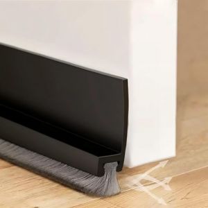 Cotensta 100cm Noir Joint de Porte, Joint Brosse Isolation Phonique Porte, Auto-adhésif et Peut être Coupé à la Taille, Boudin de Porte, Calfeutrer Bas de Porte, (Black) (Dshuai-EU, neuf)