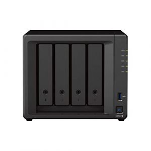 Synology DS923+ 4-Bay Diskstation NAS (AMD Ryzen™ 4 Threads R1600 Dual-Core 4GB Ram 2xRJ-45 1GbE LAN-Port) Ensemble de 48 to avec 4 disques durs 12 to Rouge Plus (CyberTech_Lippetal, neuf)
