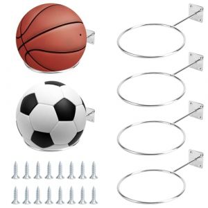 RAKUTE Support Mural Ballon, 4 Pcs Support Mural Ballon Basket, Support Ballon Foot avec 16 Vis, Porte Ballon Mural pour Basketball Football Rugby Volleyball Football Scoreboard (IlluminateMe OU, neuf)