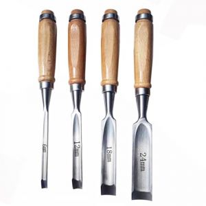 4PCS Ciseaux de Sculpture sur Bois,8mm/12mm/18mm/24mm Ensemble D'outils de Sculpture sur Bois Professionnels,Kit de Ciseaux de Sculpture en Acier,Couteau Sculpture Bois Bord Semi-Circulaire (EUGULTD, neuf)