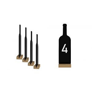 ALLboards Tableau Noir Double Face à Poser sur Table avec Base en Bois en Forme de Bouteille de Vin, Lot de 4 Pièces, Petit Tableau à Craie, Tableau Décoratif (ALLboards France SARL, neuf)