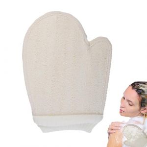 Gant De Crin Exfoliant Corps et Visage en Loofah Naturel, Gant Exfoliant Double Face pour Bain et Hammam, Accessoire De Gommage Anti Peaux Mortes, Poignet Élastique, Avec Boucle de Suspension (QianGeShengXin, neuf)