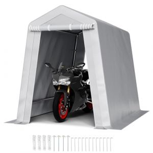 VEVOR Abri de Jardin, 183 x 245 cm, Tente de Rangement avec Double Porte à Fermeture Éclair Enroulable, Abri de Stockage Portable Robuste, Garage Extérieur pour Motos, Vélos, Outils de Jardin, Gris (VEVOR Direct Store FR, neuf)