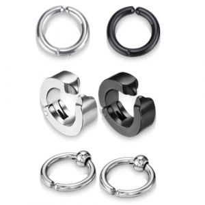 COYUN 6 Pi&egrave;ces Non-Piercing Boucles D'Oreille Clip D'Oreille Faux Anneaux D'Oreille Pour Hommes Et Femmes,Boucle D'Oreille Homme, Fausse Boucle D'Oreille Homme, En Acier Inoxydable, 2 Couleurs (HLWA RETAILS LTD UKSTORE, neuf)