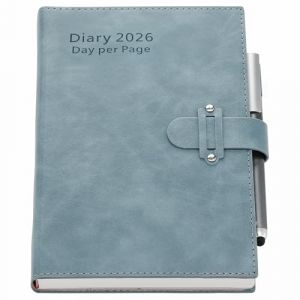 Mljtoyo Agenda 2026 un jour par page A5, janvier 2026 &agrave; d&eacute;cembre 2026, une page par jour, couverture rigide, avec stylo, autocollants, (bleu, A5) (Creative Life EU Store, neuf)