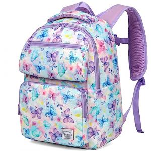 VASCHY Cartable Fille Primaire, Léger Mignon Sac à Dos Enfant 4-7 Ans Résistant à l'Eau 12L Petit Sac a Dos Enfants Filles pour Scolaire Maternelle avec Sangle de Poitrine, Papillon Doré (Vaschy, neuf)
