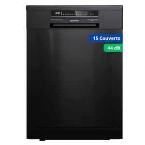 GEDTECH Lave-vaisselle GLV1544BL 15cv - Tiroir à couverts – 44 dB – Très silencieux - Départ Différé - Eco - Intensif - Rapide – Faible conso - Classe C - Noir - Protection enfant (THE BEST PRICE, neuf)