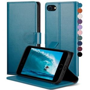 SkyDuck Coque pour iPhone SE 2020/SE 2022/7/8 4.7"[Fentes Cartes][RFID Blocage] Coque pour iPhone 8 4.7" avec 1 Verre Trempé Fentes pour Cartes Etui Housse en Cuir PU,Coque pour iPhone 7,Bleu Vif (LIANG HU STORE, neuf)
