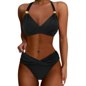Maillot De Bain Transbronzant Femme Maillot de Bain Deux pièces Femme Bikini Maillot de Bain Taille Haute Bikini Ensemble Maillot de Bain Maillot De Bain Bronzant Femme (Principal-LIKE, neuf)