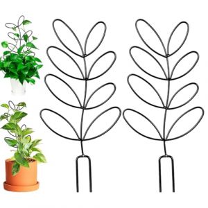 YAZWUR Lot de 2 Tuteurs en M&eacute;tal pour Plantes, Treillis M&eacute;tallique D&eacute;coratif en Forme de Feuille, Support Grimpantes, Mini Tuteur pour Monstera Hoya Jardin, D&eacute;coration d'Int&eacute;rieur (Noir) (Romanimania OU, neuf)