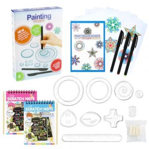 PJHAJH Spirograph, 32 pcs Spirographe Junior, Scratch Art, Spirographe Enfant, Modèles de Dessin pour Enfants,Spiral Design Pochoir, Multifonctionnel Outil de Peinture pour Enfants (NAIXUE-FR, neuf)