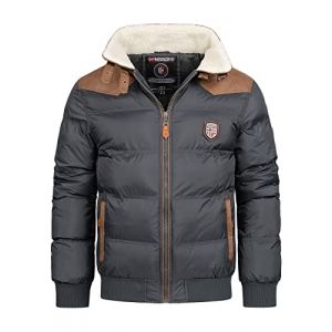 Geographical Norway ABRAMOVITCH MEN - Manteau Chaud Capuche Fourrure - Veste Chaude Homme - Blouson Manches Longues Doublure Coupe Vent Hiver - Parka Hommes Style Casual Gris Fonc&eacute; 5XL (Distribrands Corp, neuf)