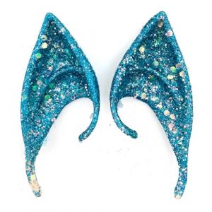 EIHI Oreille Elfe Femme, Elf Ears, Latex F&eacute;e Oreilles en Latex bleu (EIHI, neuf)