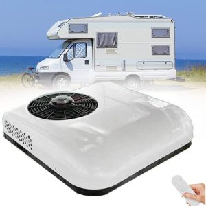 ALSUP Climatiseur 12V DC/climatiseur de Toit Ultra-Mince pour Voiture, Applicable aux monospaces, véhicules, Maisons, camions, véhicules agricoles, excavateurs, etc.,White-12V (nanmeibaihuos, neuf)