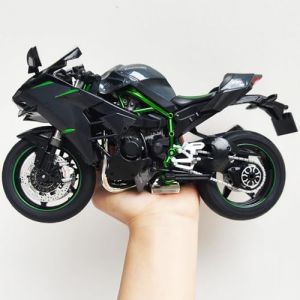 Risopen Modèle de moto 1:9 compatible pour Kawasaki Ninja H2 en métal moulé sous pression - Pas de montage nécessaire - Mini finition cadeau pour adulte (noir) (RISOPEN, neuf)