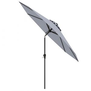 GOPLUS Grand Parasol de Jardin Exterieur, 2,7M Parasol Inclinable à 35° avec 8 Baleines, Manivelle, Abri d'Ombrage avec Protection Solaire, pour Plage Terrasse Piscine, sans Base, Gris (Augenstern24, neuf)