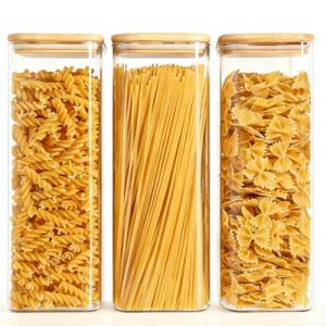 ComSaf Bocal en Verre Avec Couvercle, Pot en Verre Avec Couvercle, 2100 ml, Lot de 3 Pi&egrave;ces, Convient Pour Soja Jaune, Noix de Coco R&acirc;p&eacute;e, Biscuits Pour Animaux (Mucihome-europe, neuf)