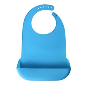 Nucelit Bavoir en silicone pour adultes de grande taille - Imperm&eacute;able - 6 niveaux r&eacute;glables - Bleu - Couverture de repas en silicone, bleu marine, taille unique (Mya, neuf)