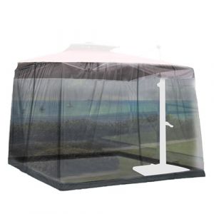 Ombrelle moustiquaire en polyester | Filet de jardin avec rideau à fermeture éclair | Auvent en maille pour housse de table de parasol de 3 à 3 m (yiyuyo, neuf)