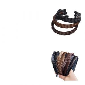 Perruque synth&eacute;tique tress&eacute;e pour femme - Accessoires pour cheveux - Style boh&egrave;me - Nature - Bandeau extensible pour f&ecirc;te (C-Pearl Marron clair) (WANGJZNB, neuf)