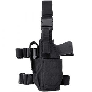 Goldmiky Etui à Pistolet Holster De Cuisse Jambe Droite, Tactique Cuisse Holster, Holster Réglable Armée Pistolet Pouch Jambe Cuisse Holster pour Police Armée Chasse Sport Combat (Main Gauche Noir) (KUANGLIN-EU, neuf)