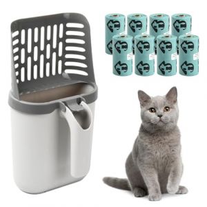 Culinavog Pelle à Litière pour Chat, Poubelle a Crotte avec Stockage des Déchets et 8 Rouleaux de Sacs Poubelle, Support de Pelle Profond Amovible Pelle Litiere Chat, Ramasse Crotte Grande Capacità (xiongjunze, neuf)