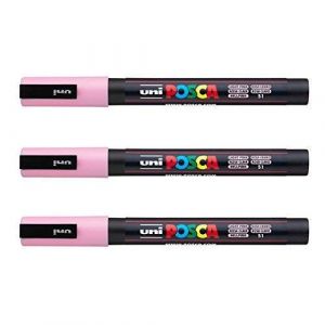 Posca - Marqueurs PC-3 M Uni-Ball - Gamme compl&egrave;te de 40 couleurs disponibles (Lot de 3) rose clair (Ponera, neuf)