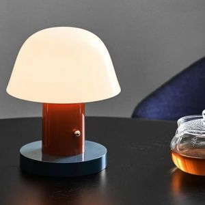 Lampe champignon, Lampe de table LED champignon sans fil, Lampe de bureau Touch Dimmable avec recharge USB, Lampe de chevet champignon, Lampe de table design champignon, pour chambre, salon,Rouge (LOGT, neuf)