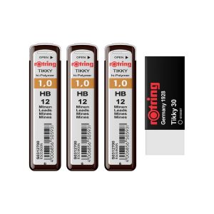 rOtring Tikky S0312700 Lot de 36 mines HB 1,0 mm avec gomme Tikky 30 (Famica FR, neuf)