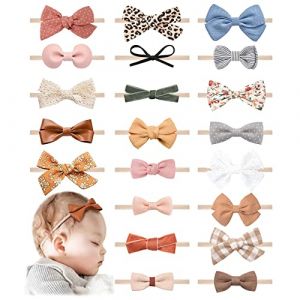 21 PCS Baby Headbands and Bows Hairbands Soft Nylon Elastics Handmade Girls Hair Accessories for Newborn Babies Infant Toddlers Kids (Fast Media Ships From USA, neuf)