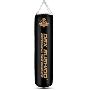DBX Bushido Sport Sac de Frappe rempli de granulés de Caoutchouc 130 cm – Sac de 60 kg – Entraînement de Boxe Sport et Kickboxing – Sac de Frappe (doré avec granulés) (Amzteam-pro, neuf)
