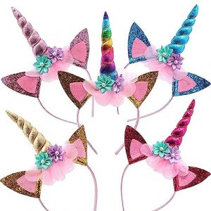 LUKIUP 5 pièces Serre-tête licorne, serre-tête d'anniversaire licorne, accessoires pour cheveux pour fête d'anniversaire de Pâques, carnaval, accessoires de tête décoration de fête (SANYUNMY, neuf)
